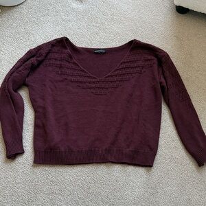 SHEIN Burgundy V-Neck Sweater